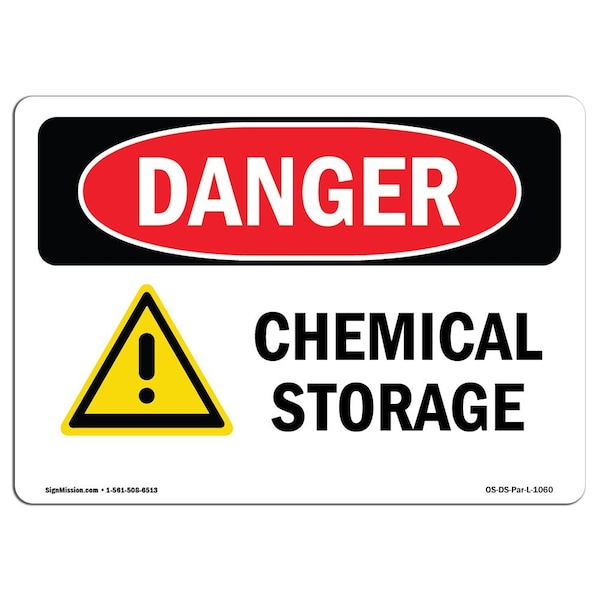 Safety Sign, OSHA Danger, 7" Height, Aluminum, Chemical Storage, Landscape, L-1060